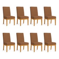 Kit 8 Cadeiras de Jantar Solana Veludo Terracota Base de Madeira - Pallazio