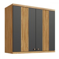Armário Aéreo Cozinha 80 Cm Sauvignon 2 Portas 100% Mdf Amêndoa/Cinza - Rio Doce