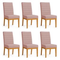 Kit 6 Cadeiras de Jantar Solana Veludo Rosé Base de Madeira - Pallazio