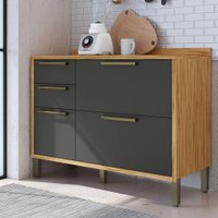 Balcão de Cozinha 120 Cm Syrah 2 Portas 3 Gavetas 100% Mdf Amêndoa/Cinza - Rio Doce
