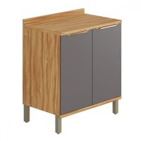 Balcão de Cozinha 80 Cm Sauvignon 2 Portas 100% Mdf Amêndoa/Cinza - Rio Doce