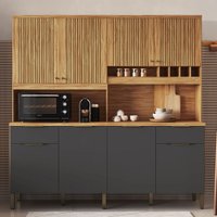 Cozinha Compacta Concord 8 Portas 2 Gavetas 100% Mdf Amêndoa/Cinza - Rio Doce