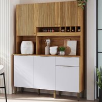 Cozinha Compacta Moscato 6 Portas 1 Gaveta 100% Mdf Amêndoa/Branco - Rio Doce