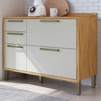 Balcão de Cozinha 120 Cm Syrah 2 Portas 3 Gavetas 100% Mdf Amêndoa/Off White - Rio Doce