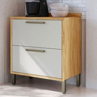 Balcão de Cozinha 80 Cm Syrah 1 Porta 1 Gaveta 100% Mdf Amêndoa/Off White - Rio Doce