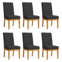 Kit 6 Cadeiras de Jantar Solana Suede Base de Madeira - Pallazio Cor:Preto