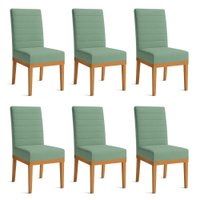 Kit 6 Cadeiras de Jantar Solana Linho Base de Madeira - Pallazio Cor:Verde Oliva