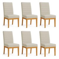 Kit 6 Cadeiras de Jantar Solana Suede Base de Madeira - Pallazio Cor:Cappuccino
