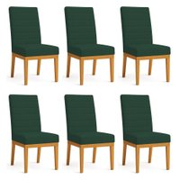 Kit 6 Cadeiras de Jantar Solana Suede Base de Madeira - Pallazio Cor:Verde