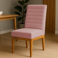 Cadeira de Jantar Solana Veludo Base de Madeira - Pallazio Cor:Rose