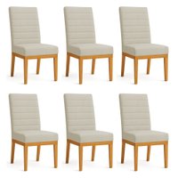 Kit 6 Cadeiras de Jantar Solana Suede Cappuccino Base de Madeira - Pallazio