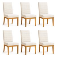 Kit 6 Cadeiras de Jantar Solana Suede Bege Base de Madeira - Pallazio