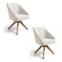Kit 2 Poltronas Giratórias Alana Bouclê Base de Madeira - Pallazio Cor:Bege