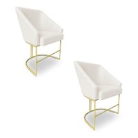 Kit 2 Poltronas Luxo Alana Bouclê Base Ferro Dourado - Pallazio Cor:Bege