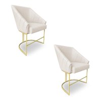 Kit 2 Luxo Alana Linho Base Ferro Dourado - Pallazio Cor:Bege