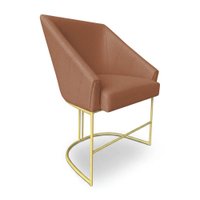 Poltrona Luxo Alana Bouclê Base Ferro Dourado - Pallazio Cor:Terracota