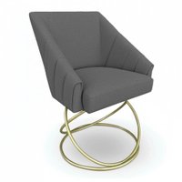 Poltrona Luxo Alana Linho Base Luxo Dourado - Pallazio Cor:Grafite