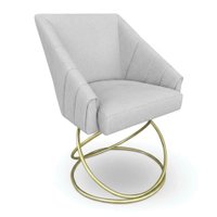 Poltrona Luxo Alana Bouclê Base Luxo Dourado - Pallazio Cor:Cinza