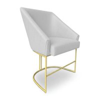 Poltrona Luxo Alana Bouclê Base Ferro Dourado - Pallazio Cor:Cinza