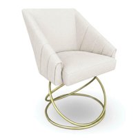 Poltrona Luxo Alana Bouclê Base Luxo Dourado - Pallazio Cor:Bege