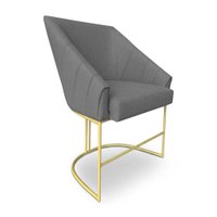 Poltrona Luxo Alana Linho Base Ferro Dourado - Pallazio Cor:Grafite