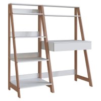 Mesa Escrivaninha e Estante Para Escritorio B94 Branco Montana NOVAM