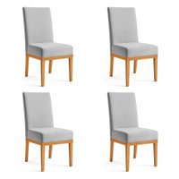 Kit 4 Cadeiras de Jantar Brisa Veludo Cinza Base de Madeira - Pallazio