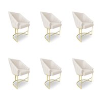 Kit 6 Luxo Alana Linho Bege Base Ferro Dourado - Pallazio