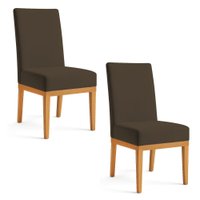 Kit 2 Cadeiras de Jantar Brisa Veludo Marrom Base de Madeira - Pallazio