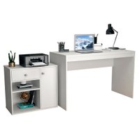 Mesa Escrivaninha e Armario Para Escritorio B32 Branco NOVAM