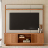 Rack com Painel para TV Até 75 Polegadas Ravenna 2 Portas Canela/Off White Fosco - Linea Brasil