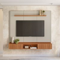 Painel para TV Até 70 Polegadas Amarante 2 Portas Canela/Off White Fosco - Linea Brasil
