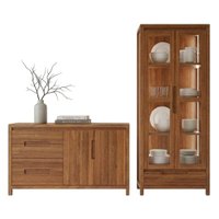 Buffet Balcao 1553N e Cristaleira 1554N Madeira Macica Taeda Rustico Escuro Festra
