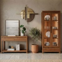 Cristaleira 1554N E Aparador 1551N Madeira Macica Taeda Rustico Escuro Festra