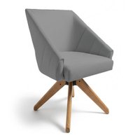 Poltrona Giratória Alana Suede Grafite Base de Madeira - Pallazio