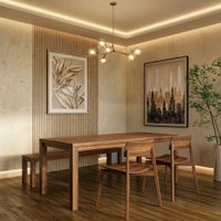 Mesa De Jantar 1 Banco 2 Cadeiras Nature Madeira Macica Taeda Rustico Escuro Festra