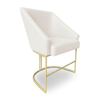 Poltrona Luxo Alana Bouclê Bege Base Ferro Dourado - Pallazio