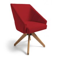 Poltrona Giratória Alana Suede Vermelho Base de Madeira - Pallazio
