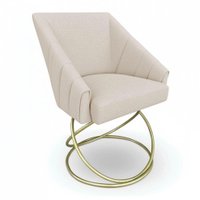 Poltrona Luxo Alana Linho Bege Base Luxo Dourado - Pallazio