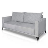 Sofá Living 2 Lugares 1,80m Horus Bouclê Cinza Pés de Aço - Pallazio