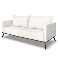 Sofá Living 2 Lugares 1,80m Atlantis Bouclê Off White Pés de Ferro - Pallazio