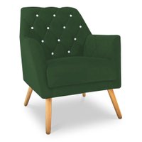 Poltrona Velvet Strass Veludo Pés de Madeira Verde - Pallazio