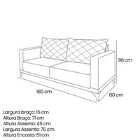 Sofá Living 2 Lugares 1,80m Horus Bouclê Pés de Aço - Pallazio Cor:Terracota
