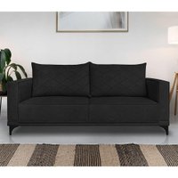 Sofá Living 2 Lugares 1,80m Horus Bouclê Preto Pés de Aço - Pallazio
