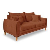Sofá Living 2 Lugares 1,80m Livia Bouclê Terracota Pés de Madeira - Pallazio