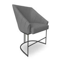 Poltrona Luxo Alana Linho Grafite Base Ferro Preto - Pallazio