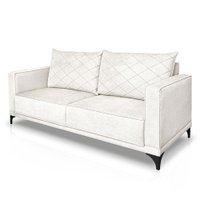 Sofá Living 2 Lugares 1,60m Horus Bouclê Off White Pés de Aço - Pallazio