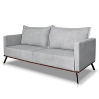 Sofá Living 2 Lugares 1,60m Atlantis Bouclê Cinza Pés de Ferro - Pallazio