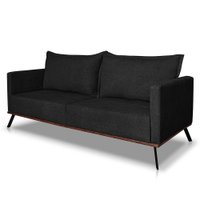 Sofá Living 2 Lugares 1,80m Atlantis Bouclê Preto Pés de Ferro - Pallazio
