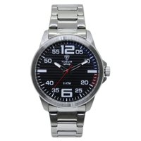 Relógio Masculino de Aço Tuguir Analógico Infinity 9169A Prata e Preto